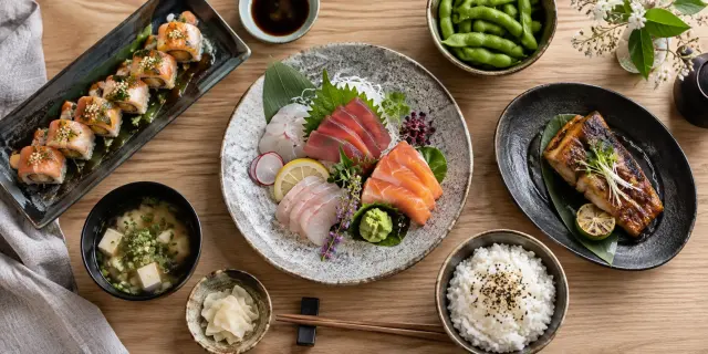 きれいに盛り付けられた和食